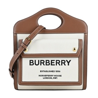 BURBERRY Horseferry系列刺繡LOGO 帆布Pocket手提/斜背包(迷你)｜JS Maxx官方旗艦館