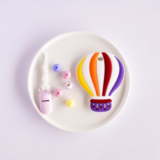 臺灣 pink and blue 17CM DIY 紫色熱氣球 固齒器固齒器+奶嘴鏈 (需自行串珠)