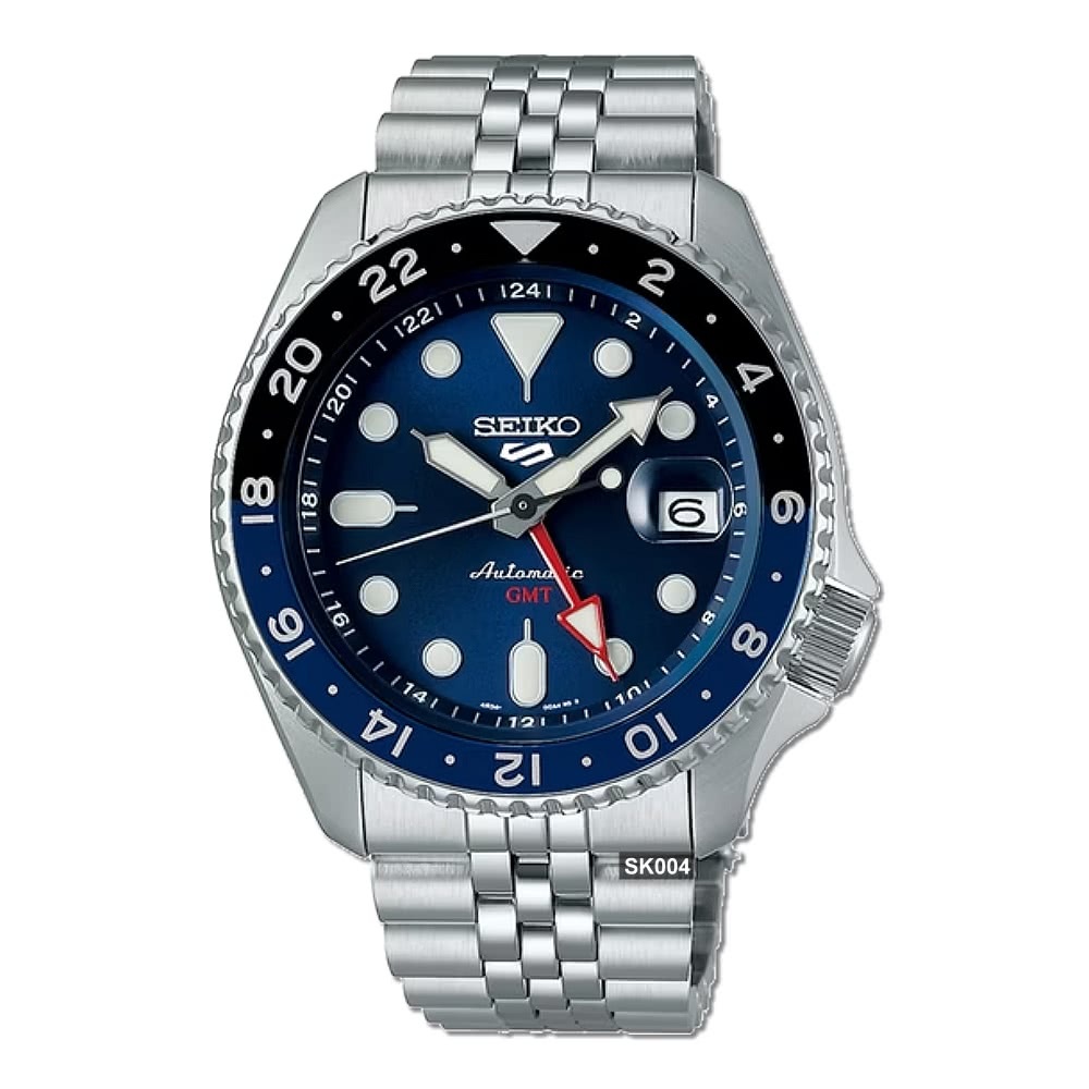 SEIKO精工錶：〈5 SPORTS系列〉GMT雙時區藍（SSK003K1/4R34-00A0B）SK004【美中鐘錶】