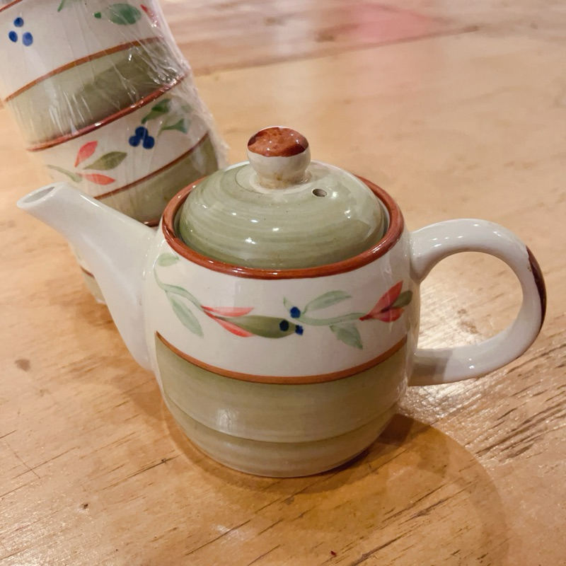 二手 新山藝術手繪陶瓷茶壺茶杯組 泡茶茶具 四件組