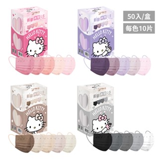 Hello Kitty 粉彩漸層成人醫用平面口罩50入【佳瑪】 三麗鷗 素色 幸福物語