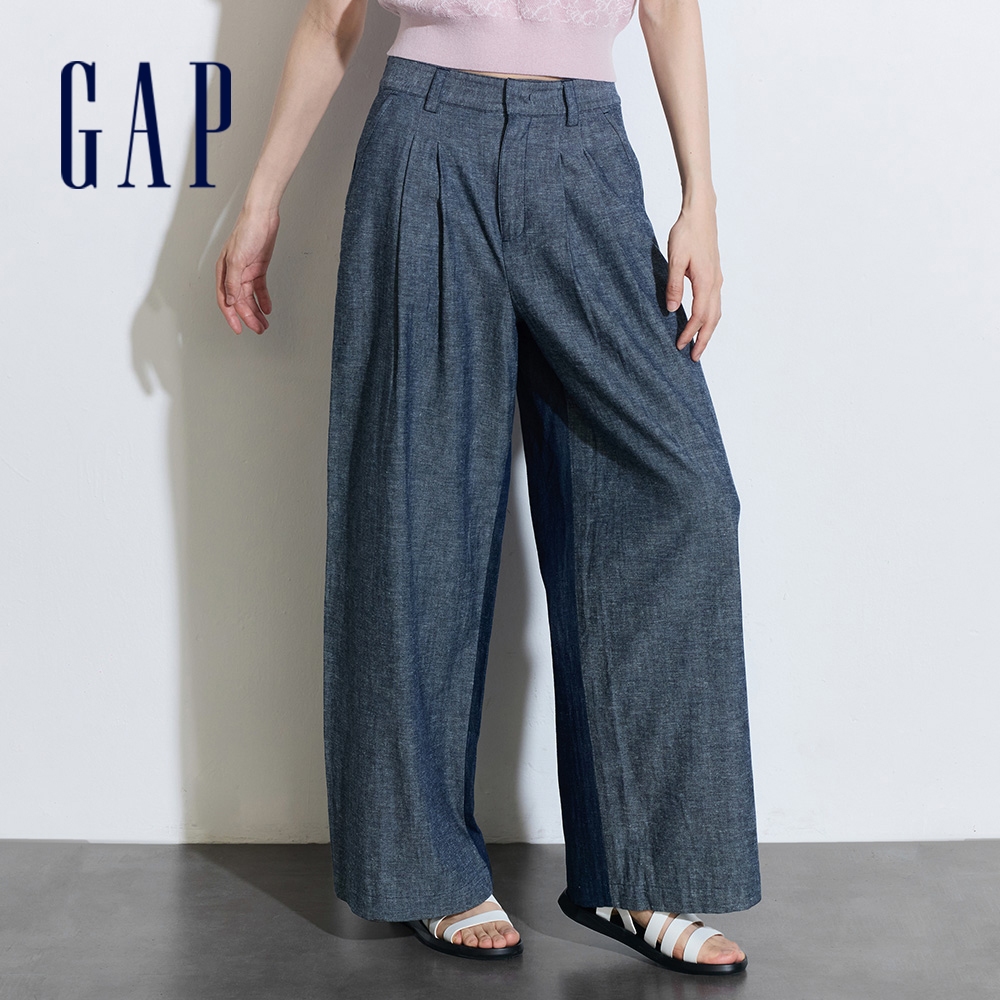 Gap 女裝 拼接寬鬆牛仔褲-深灰色(432462)