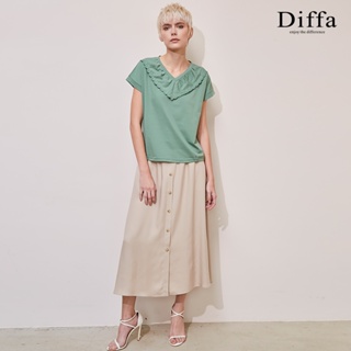 【Diffa】質感裝飾釦設計長寬裙4768-1606