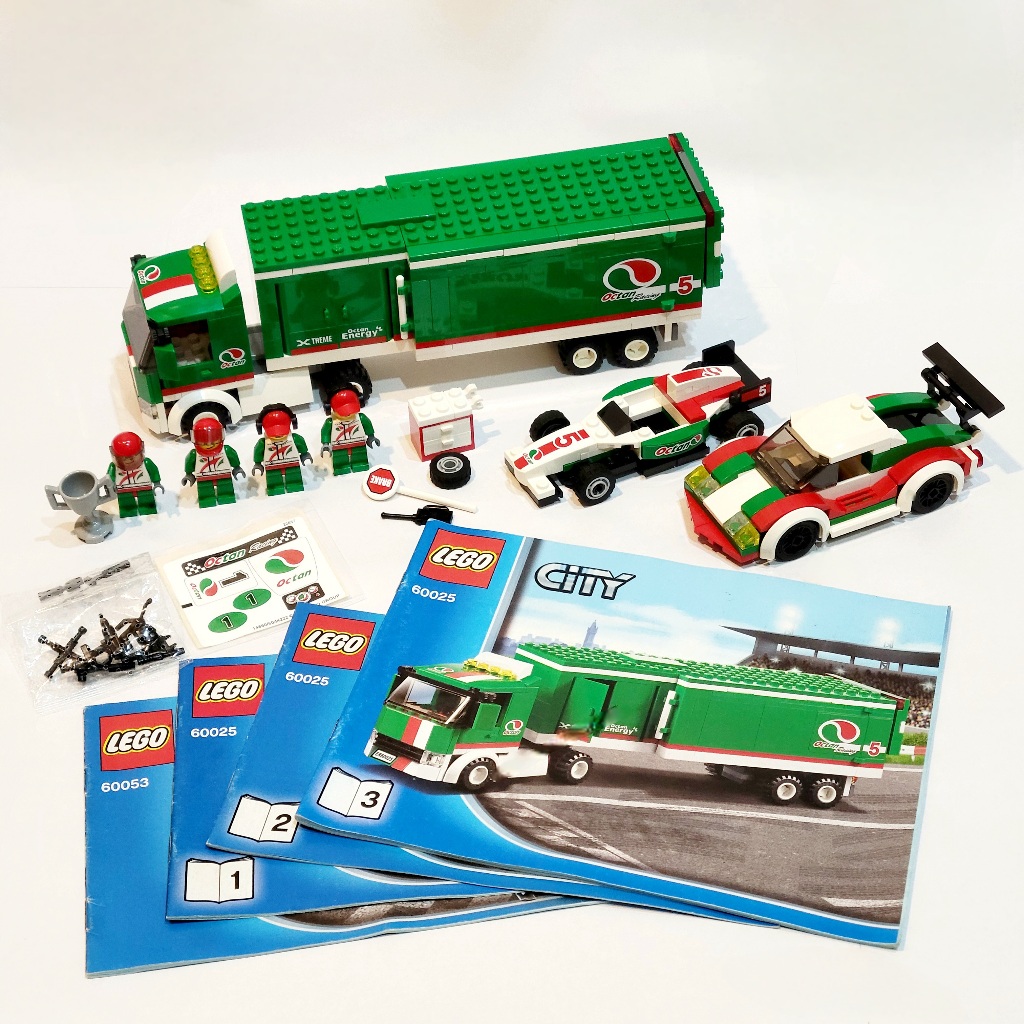 二手 LEGO 樂高 60025 + 60050 City 城市系列 賽車運輸車 賽車 合售
