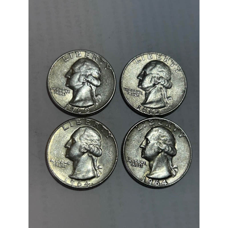 【H2Shop】美國 10美分 25美分 銀幣 美元 美金 1958-1964年 硬幣 錢幣 流通品相 附圓盒