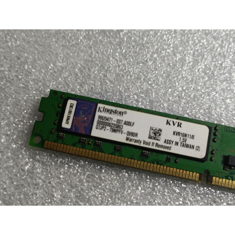 金士頓 8G DDR3 KVR16N11/8 原廠終身保固 桌上型 正常運作 單條雙面顆粒 短版效能優