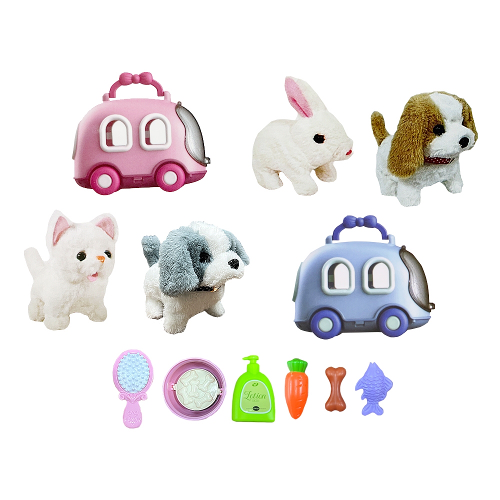 【啾愛你】可愛電動寵物 兒童電動仿真兔子貓咪小狗 電動走路 仿真動物 寵物模型玩具 寵物