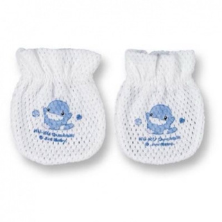 二手 KUKU酷咕鴨網布護手套藍色 4雙贈1 超透氣 網眼 洞洞手套 嬰兒手套 寶寶 防抓手套