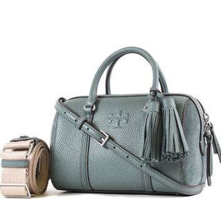 TORY BURCH THEA 荔枝紋流蘇二用波士頓包-莫蘭迪綠/迷你款