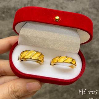 ［Hi rosé!］現貨、實拍！情侶款磨砂純黃銅鍍金越南砂金戒指 結婚 訂婚 情人節 龍 黃金 婚戒 情侶對戒
