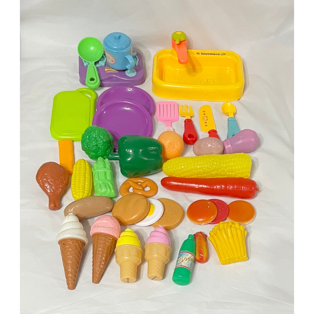 青菜玩具 辦家家酒玩具 冰淇淋漢堡薯條玩具 圖片合售   二手 ET SHOP
