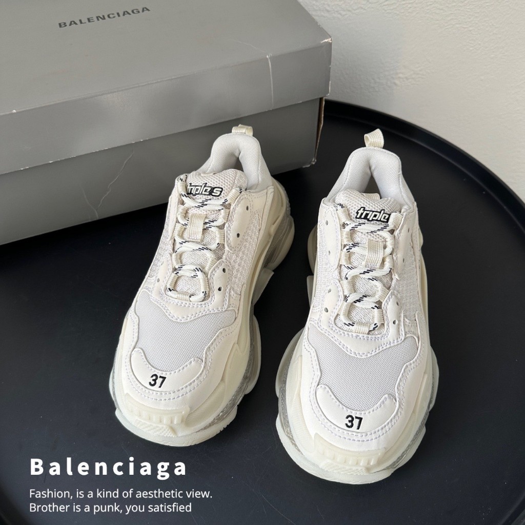 [二手] Balenciaga巴黎世家 Triple S Clear Sole 透明效果 復古  老爹鞋 白色 EU37