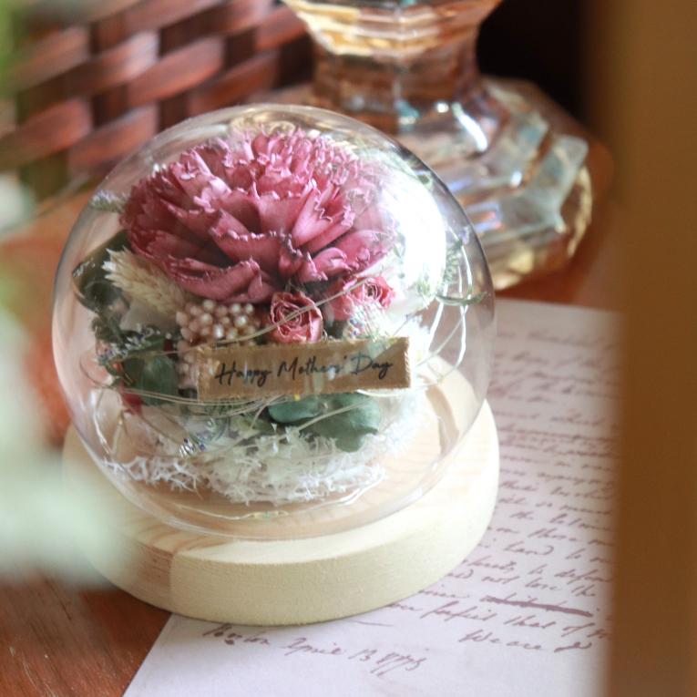 | 母親節DIY | - 天使 - 康乃馨小玻璃球材料包 乾燥花 小夜燈 母親節禮物 手作 DIY 材料包 質感