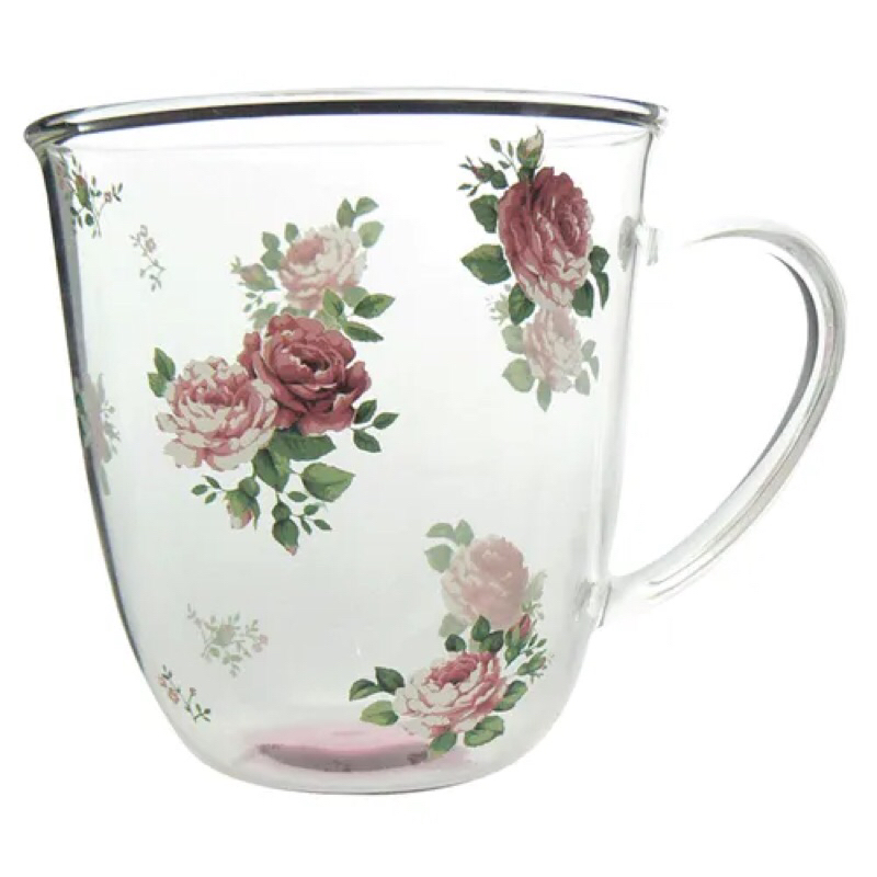 ~~凡爾賽生活精品~~全新日本進口浪漫玫瑰花耐熱玻璃造型馬克杯~日本製