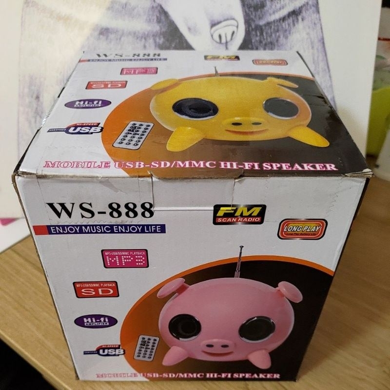 現貨 太空豬 WS-888 FM收音機音響 附遙控器 電源連接線 SD/MP3/USB/HI-FI 無藍芽功能