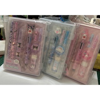 臺灣現貨 韓國代購-文具組合 三麗鷗八件組 鉛筆.橡皮擦 筆套 削筆器 尺 文具組 三麗鷗庫洛米 大耳狗 美樂蒂 文具組