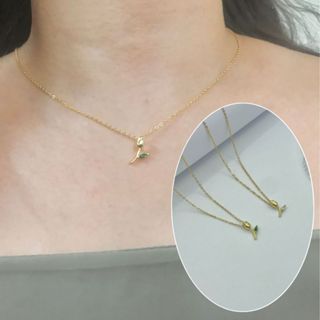 迷你鬱金香🌷鋯石項鍊 鎖骨鏈 黃銅鍍金 小眾項鍊 18K金項鍊 復古項鍊 S925純銀 氣質簡約 臺灣現貨