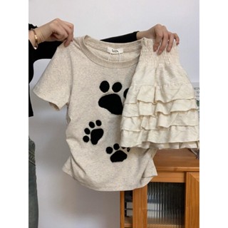無敵好穿推薦入！ 刺繡 短袖 T恤 短板上衣 短版上衣 短t 短上衣 日系復古 復古短袖 修身上衣 夏季上衣 韓國短袖
