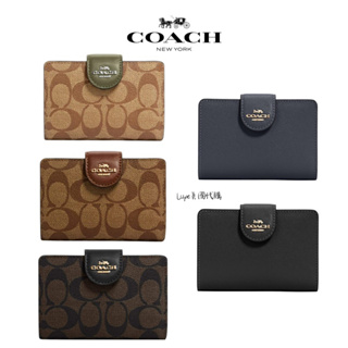 Coach立體馬車Logo防刮皮革中夾