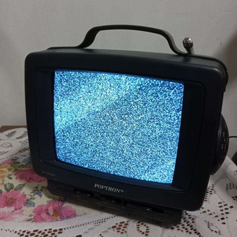 早期7吋黑白電視小電視 附電源線 無盒 開機正常攝影道具 電影場景擺飾