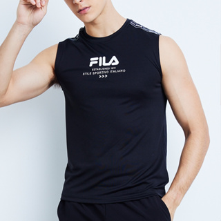 【FILA】男性 抗UV 吸濕排汗 背心-黑色 1TKX-1300-BK