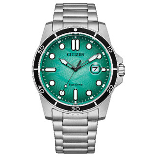 CITIZEN星辰錶 Gents AW1816-89L 光動能都會時尚不鏽鋼腕錶 淺綠 41.5mm