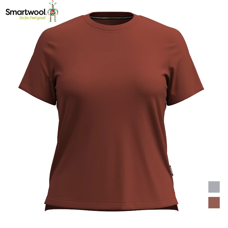 【SmartWool 美國】Perfect 女圓領短袖上衣 淺灰 胡桃棕 短袖T恤 SW002381