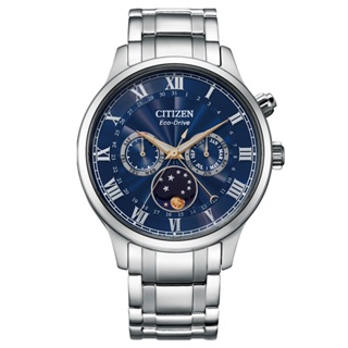 【柏儷鐘錶】Citizen 星辰錶 三眼計時 光動能錶 日月相 不鏽鋼 藍 AP1050-81L