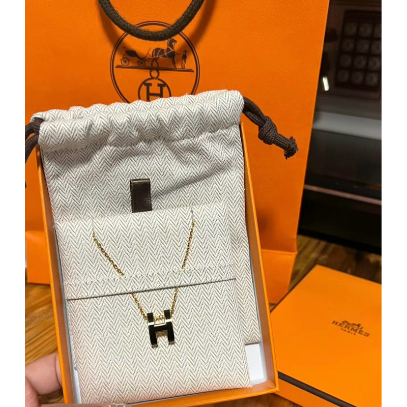 現貨 快速出貨全新 HERMES 愛馬仕 黑金色 大H項鍊 精品配件 飾品配件 項鍊 經典款