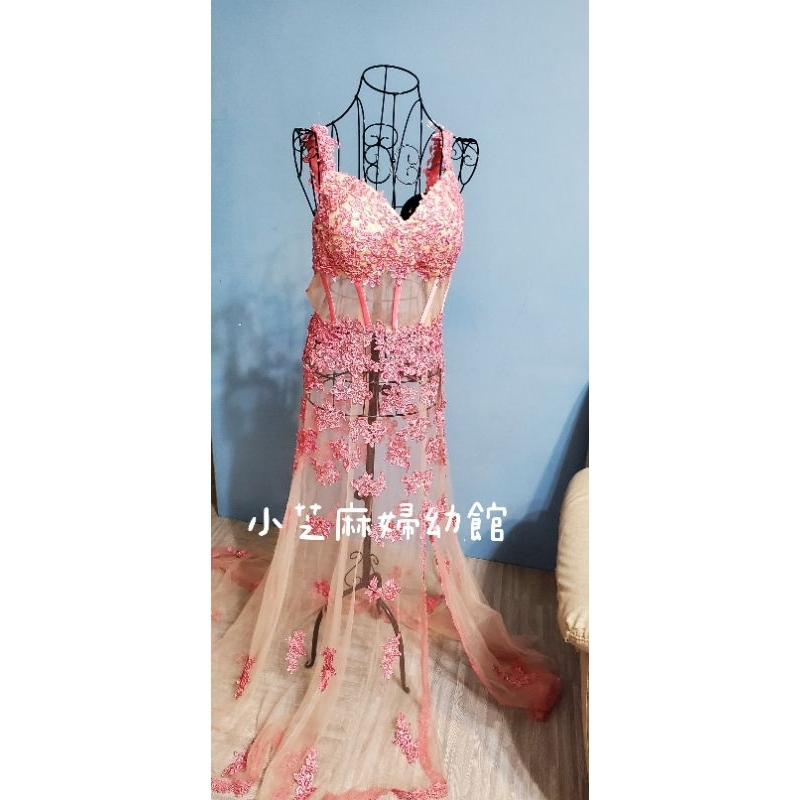 【出租】NO219粉色透明蕾絲刺繡孕婦寫真服🌟🌟