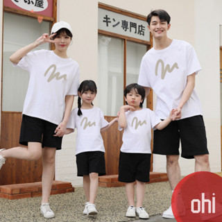 【ohi】親子裝上衣 家庭裝 純棉大尺碼 親子出遊度假 韓版寬鬆運動 撞色t 夏季純棉短袖 四色 XGT短袖 灰線條