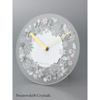 ／現貨／ Afternoon Tea 日本製 施華洛世奇水晶時鐘 15cm 玻璃鐘面 雙面寶石花朵印刷 掛鐘 時計