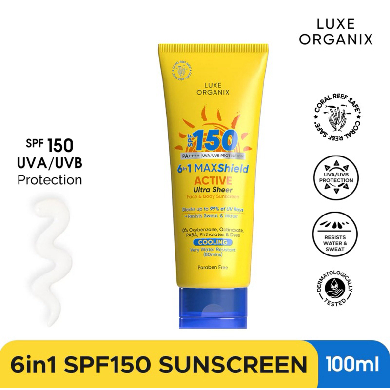 Luxe Organix 6n1 Maxshield Face &amp; Body Sunscreen 100ml