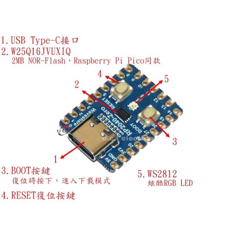 【UCI電子】(2-4) RP2040-Zero雙核處理器模組 PICO開發板 適用於科彥立樹莓派 微雪