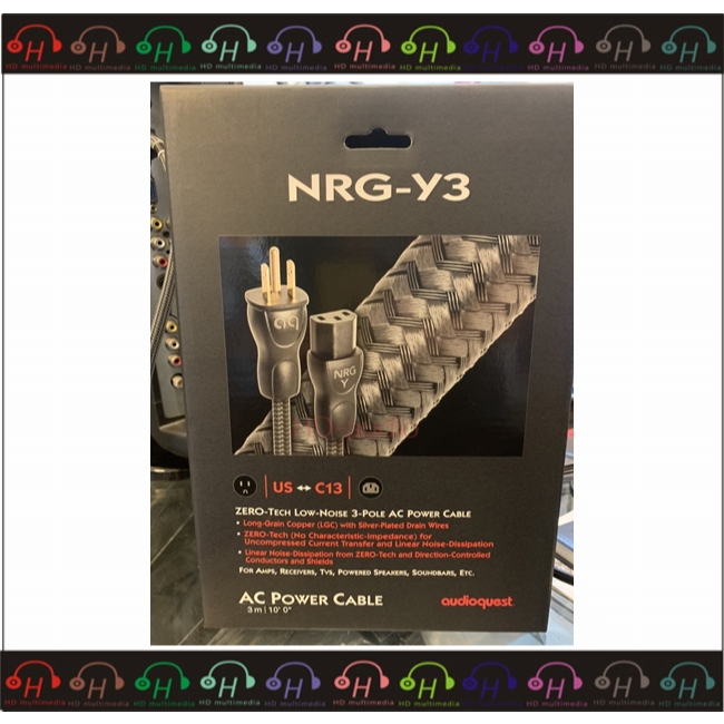 現貨⚡弘達影音多媒體 Audioquest 美國線聖 NRG-Y3 3M 三極電源線 長結晶銅 LGC