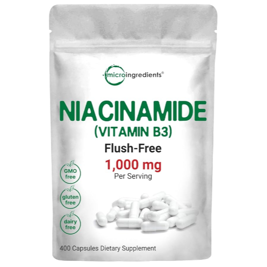 《巨便宜》煙酰胺/煙酸/菸酸/菸鹼酸/維生素B3 不潮紅 500mg*400顆 Niacin