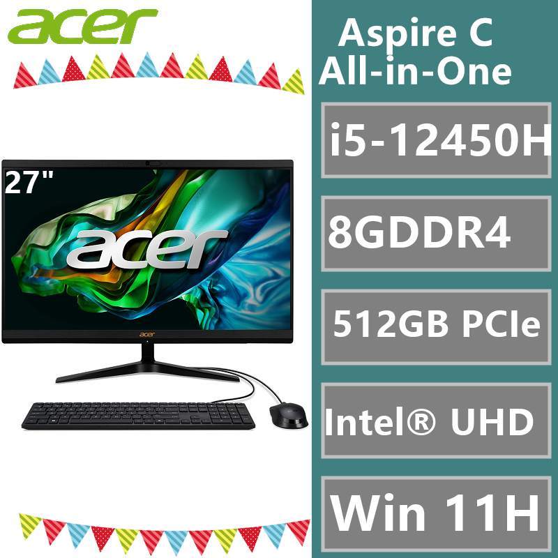 ACER All-in-One C27-1800 i5-12450H/27吋 DQ.BM3TA.001 奇異果3C