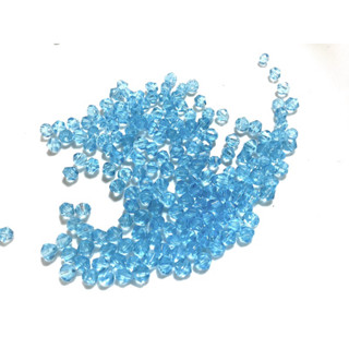 水晶 玻璃珠 琉璃珠 淺藍 水感 透明 圓潤 切面 雙尖珠 菱形珠 3-4mm 混款 不想數 $19/份