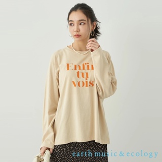 earth music&ecology Enfin tu vois 標語打印設計長袖T恤(1N31L1C0800)
