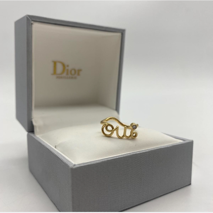【哈極品】美品《Christian Dior 18K金 鑲鑽 OUI 系列 戒指 #50號》