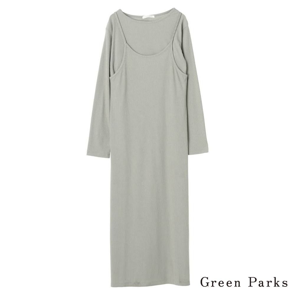 Green Parks 【SET ITEM】羅紋圓領上衣+剪裁吊帶背心裙(6A12L1H0100)