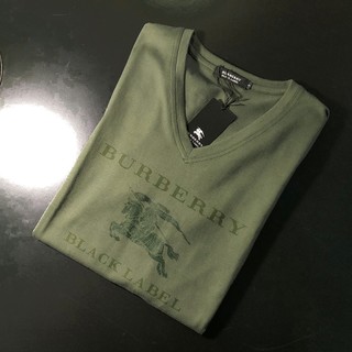 絕版日本黑標新品．BURBERRY BLACK LABEL 日本製 短袖T-SHIRT．短T．大戰馬LOGO．軍綠色