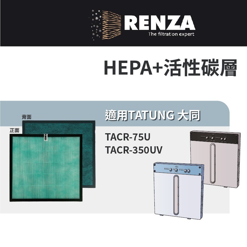 適用 TATUNG 大同 TACR-75U TACR-350UV 多重功能空氣清淨機 HEPA+活性碳 濾網 濾芯 濾心