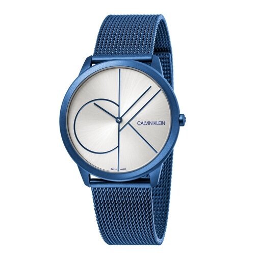 正品 九成新 瑞士製 有實拍圖 價可聊 CK 手錶(男錶)  米蘭帶腕錶 Calvin Klein 經典藍色K3M51