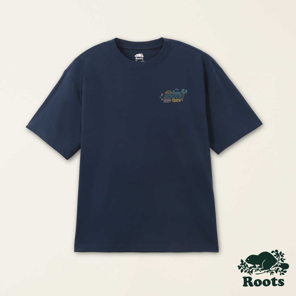 【Roots】男女共款-海洋生活家 海洋祭元素有機棉短袖T恤