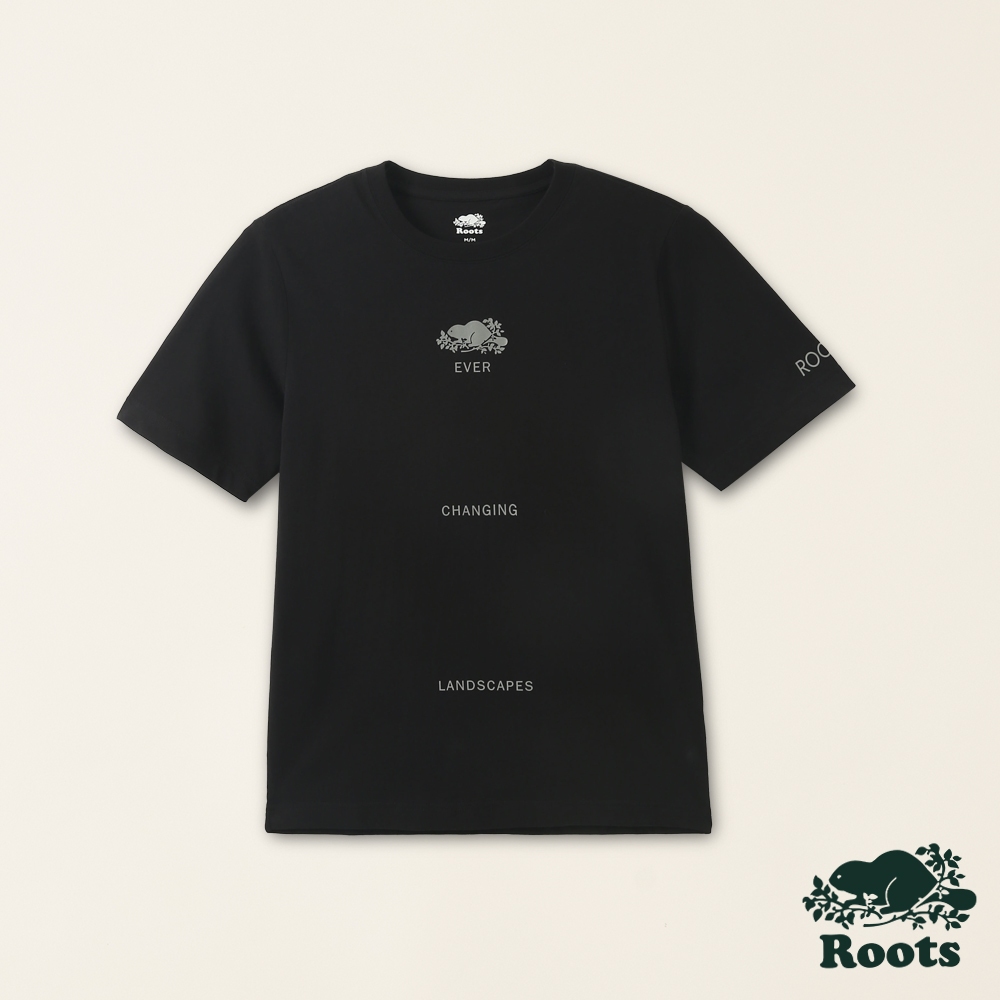 【Roots】男裝-宇宙探索系列 海狸LOGO有機棉短袖T恤