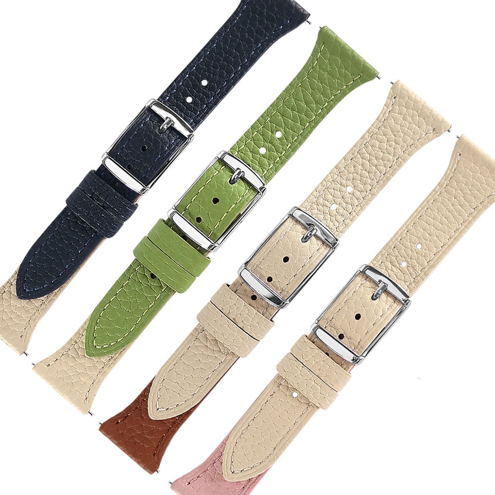 Watchband / 18.20.22mm / 各品牌通用 快拆 雙色真皮錶帶 粉/深藍/綠/棕色 ＃858-392T