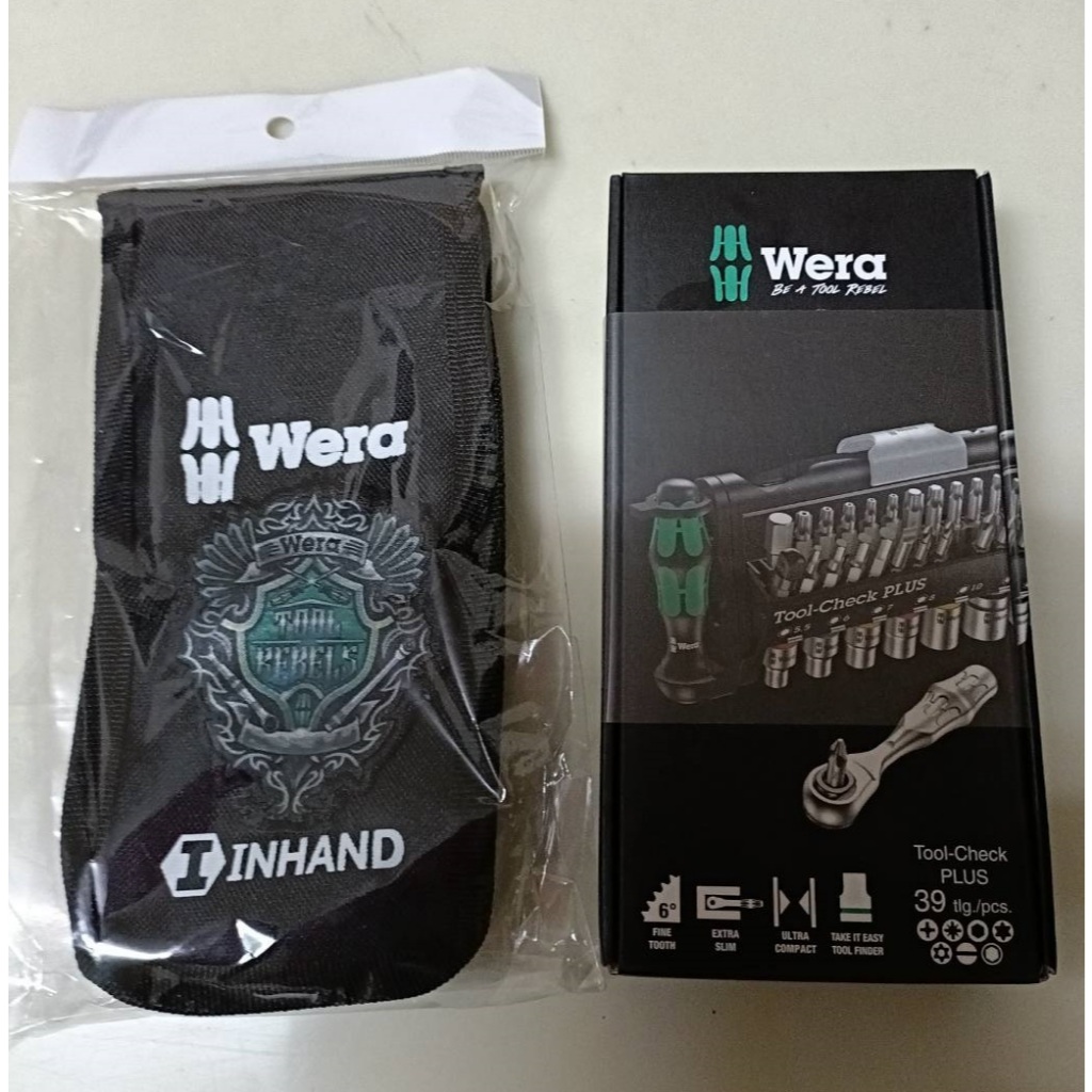 瘋狂買 Wera Tool-Check Plus二分1/4"迷你棘輪扳手套筒起子頭39件組+Wera徽章收納包組合 特價