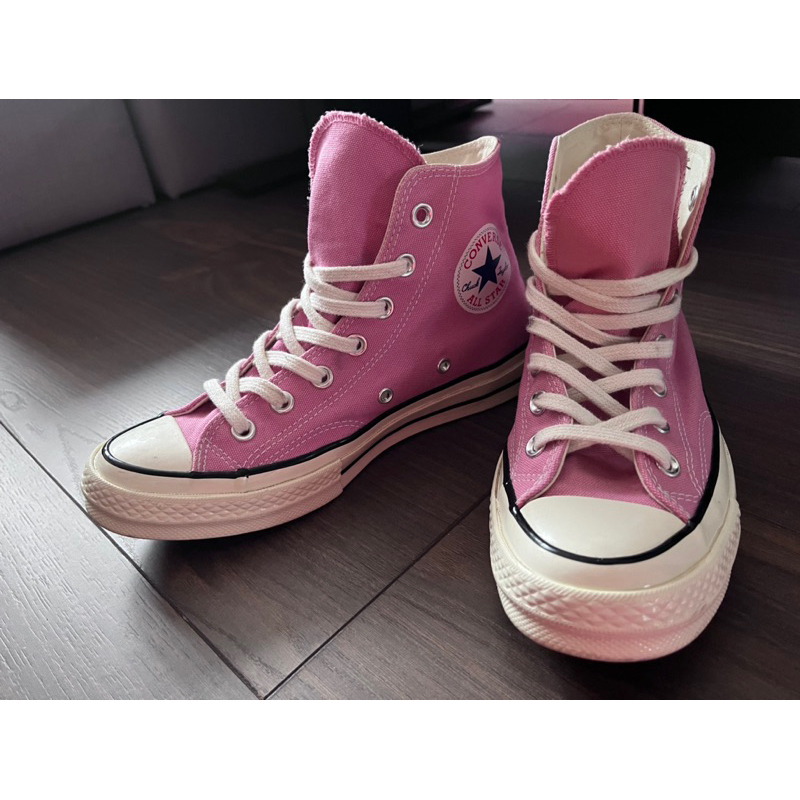 converse粉紅色💓chuck 1970黑標奶油氣墊底高筒帆布鞋 24.5