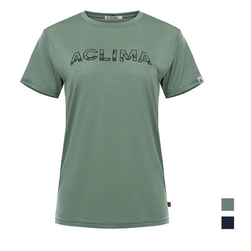 【ACLIMA 挪威】LW Classic Tee Logo W 女LOGO短袖T恤 深藍 草綠 108101 羊毛衣